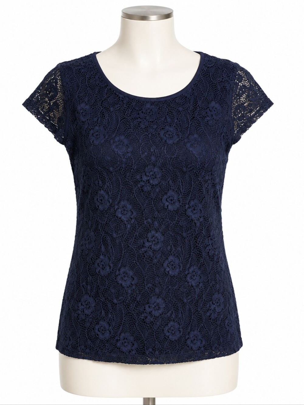 LEO & NICOLE Floral Lace Cotton Blend Top